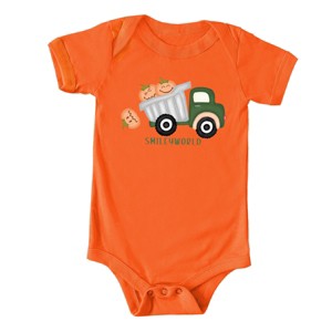 The Juniper Shop SmileyWorld Dump Truck Pumpkins Baby Short Sleeve Bodysuit - 1 of 4