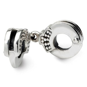 Black Bow Jewelry Sterling Silver Handcuffs Bead Charm - 1 of 3