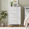 5 Drawer Fluted Wood Dresser for Bedroom, 29.5" Wide Large Modern Chest of Drawers, White Dresser with Gold Handle, TV Stand - 4 of 4