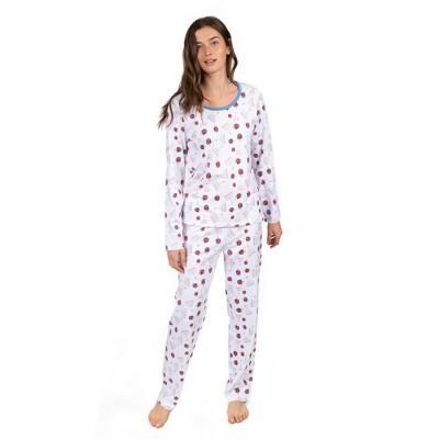 Cheibear Womens Pajama Sleepwear Button Down With Capri Pants