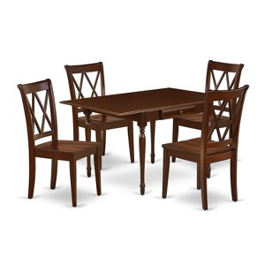 HomeStock 5-Pc Mahogany Finish Solid Wood Top - Dining Room Set with Dropleaf - Seats 4 - 1 of 4