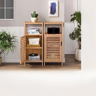 Natural Bamboo Multi-Tier Revolving Shoe Rack Cabinet