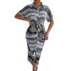 Coolmee Women's Summer Shirt Dress Casual Lapel Short Sleeve Button Down Split Belted Vacation Maxi Dress - 2 of 4
