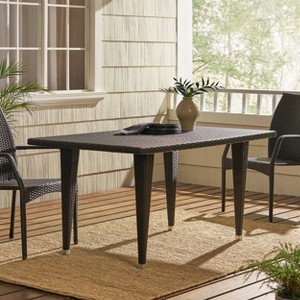 PAGED Wicker Outdoor Dining Table Stylish Patio Table with Tapered Legs for Patio, Deck, Poolside - 1 of 4