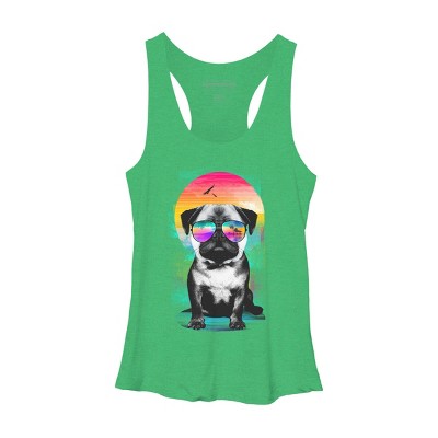 Women's Design By Humans Summer Pug By clingcling Racerback Tank Top