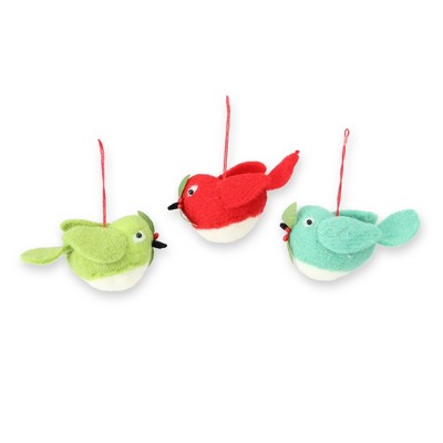 Raz Imports 3ct Birds and Holly Berry Christmas Ornament Set 5" - Red/Green