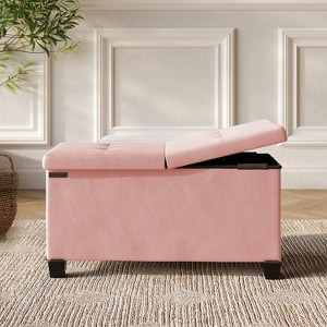 StorageBud Storage Ottoman for Bedroom End of Bed, Faux Leather Storage Bench, Large Storage Ottoman Bench, Entryway Bench with Storage - 1 of 4