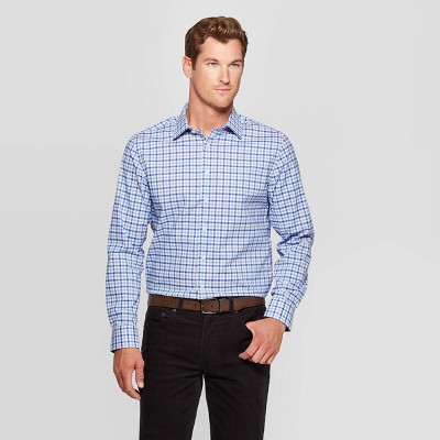 Men's Plaid Standard Fit Non-Iron Dress Long Sleeve Button-Down Shirt ...
