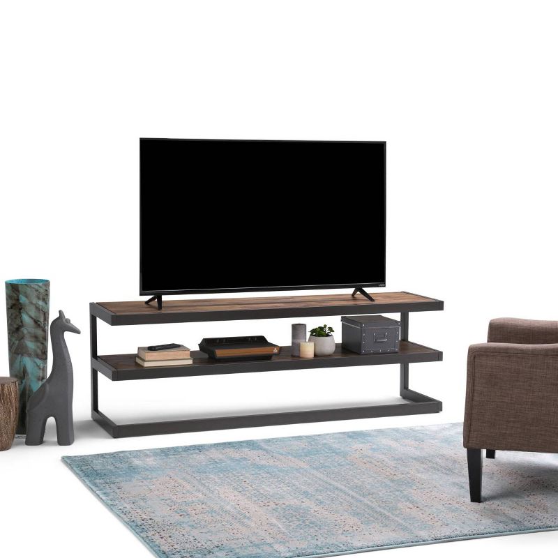 Cecilia Solid Acacia Wood Low TV Stand for TVs up to 74&#34; Rustic Natural Aged Brown - WyndenHall, 3 of 11