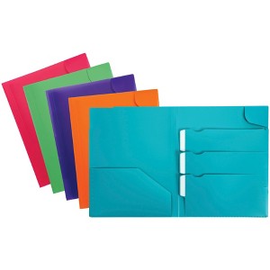 Oxford Poly Divide It Up 4 Pocket Folder, Assorted Colors, Pack of 25 - 1 of 1
