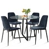5-Piece Small Round Glass Dining Table Set For 4, Home Kitchen Round Table with 4 Upholstered Armless Chairs for Apartment, Dining Room-Maison Boucle - 2 of 4