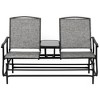 Gardenised Two Person Outdoor Double Swing Glider Chair Set with Center Tempered Glass Table, Loveseat Lawn Rocker Bench - 2 of 4