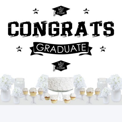 Big Dot of Happiness Black and White Graduation Party Photo Backdrop - Wall Decals