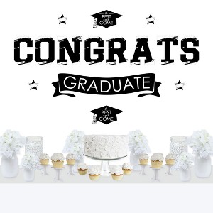 Big Dot of Happiness Black and White Graduation Party Photo Backdrop - Wall Decals - 1 of 4