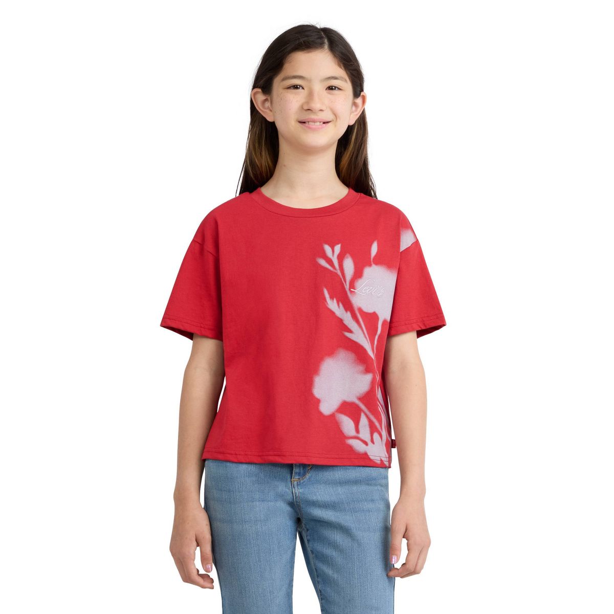 Levi's® Girls' Short Sleeve Floral Blur Cropped T-Shirt - Red