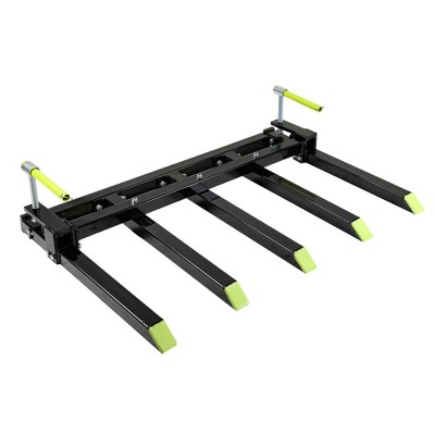 Field Tuff 21" Working Length Heavy-Duty Debris Forks for Skid Loader or Tractor with Clamp-On Design, 2500 lb. Capacity, Set of 5 Forks, Black