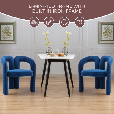 Vynxaria Contemporary Designed Velvet Fabric Upholstered Accent Chair for Living Room set of 2,Navy