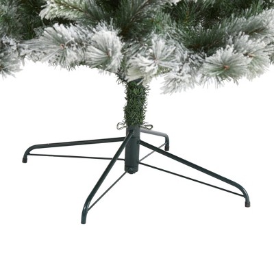 9-ft Flocked Pine Artificial Christmas Tree with Warm White LED Lights