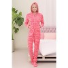ADR Women's Plush Fleece One Piece Hooded Footed Zipper Pajamas, Soft Adult Jumpsuit PJs with Hood - 2 of 4