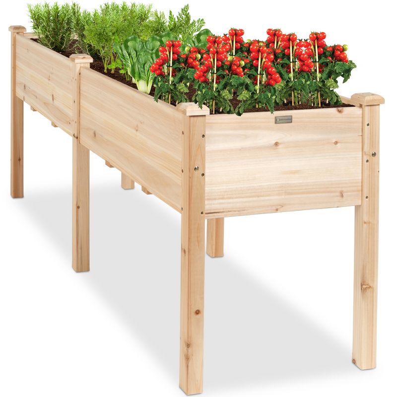 Best Choice Products 72x23x30in Raised Garden Bed, Elevated Wood Planter Box for Patio w/ Divider Panel, 1 of 9