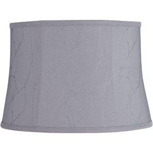 Springcrest 14" Top x 16" Bottom x 11" High x 11" Slant Print Lamp Shade Replacement Medium Griotte Gray Drum Modern Softback Washer Harp Finial - 1 of 4