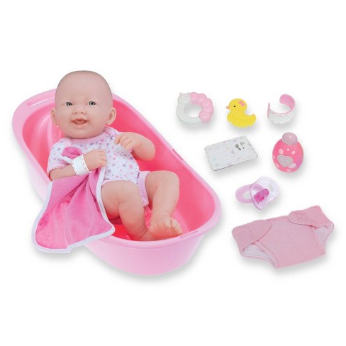 JC Toys, for Keeps Baby Doll Bathtub and Accessories with Real Working Shower Fits Most Dolls Up to 17- for Children 2 Years and Older - Pink