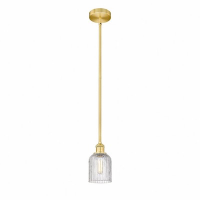 Bridal Veil - 1 Light Stem Hung Mini Pendant In Art Deco Style-8.5 Inches Tall and 5 Inches Wide
