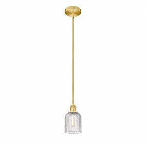Bridal Veil - 1 Light Stem Hung Mini Pendant In Art Deco Style-8.5 Inches Tall and 5 Inches Wide - 1 of 1