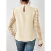 Womens Long Sleeve Shirts Pleated Lace Tops Mock Neck Business Casual Tunic Chiffon Blouses - 4 of 4