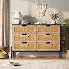 Rattan 6 Drawer Dresser, Wooden Tall Dresser Chest of Drawer Organizer, Farmhouse Storage Cabinet with Metal Legs for Bedroom, Living Room, Entryway - 2 of 4