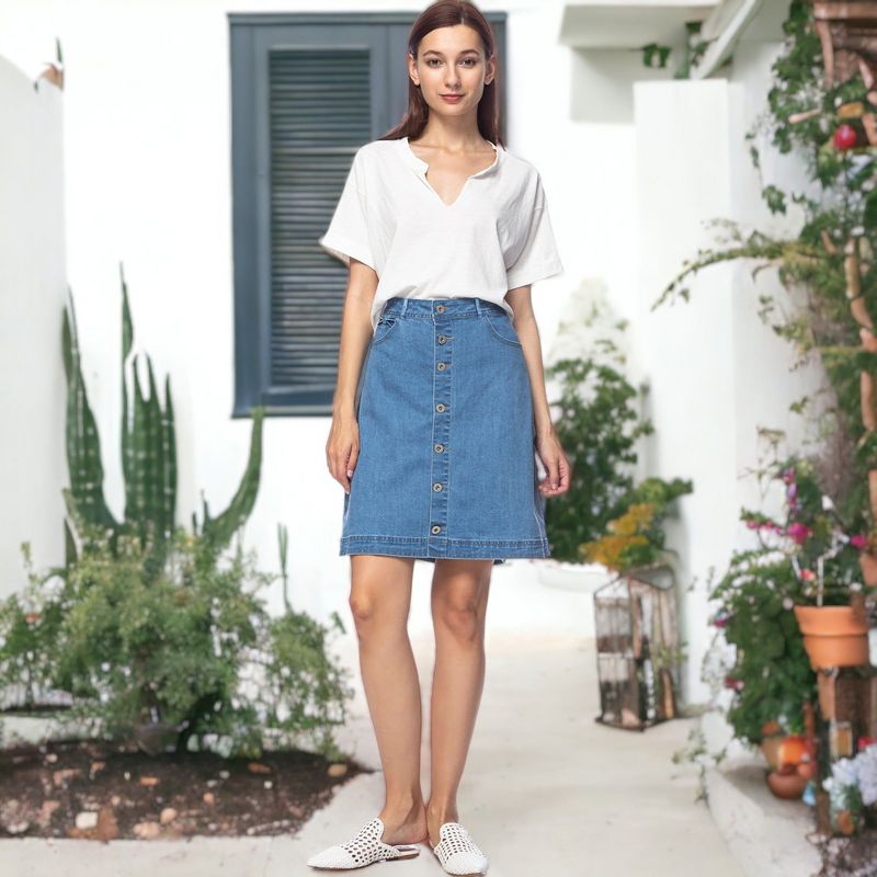 Anna-Kaci Women's Button Up A-line Vintage Skirt, 2 of 7