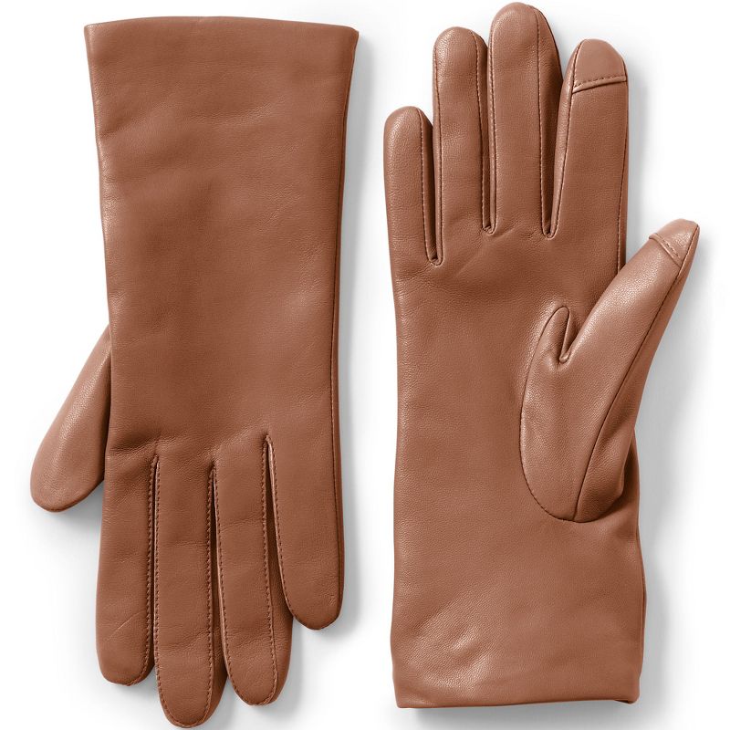 Lands' End Women's EZ Touch Screen Cashmere Lined Leather Gloves, 1 of 4
