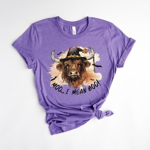 Simply Sage Market Women's I Mean Boo Longhorn Cow Short Sleeve Graphic Tee - 1 of 4