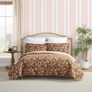 Laura Ashley King Marta Quilt Set Brown - 1 of 4