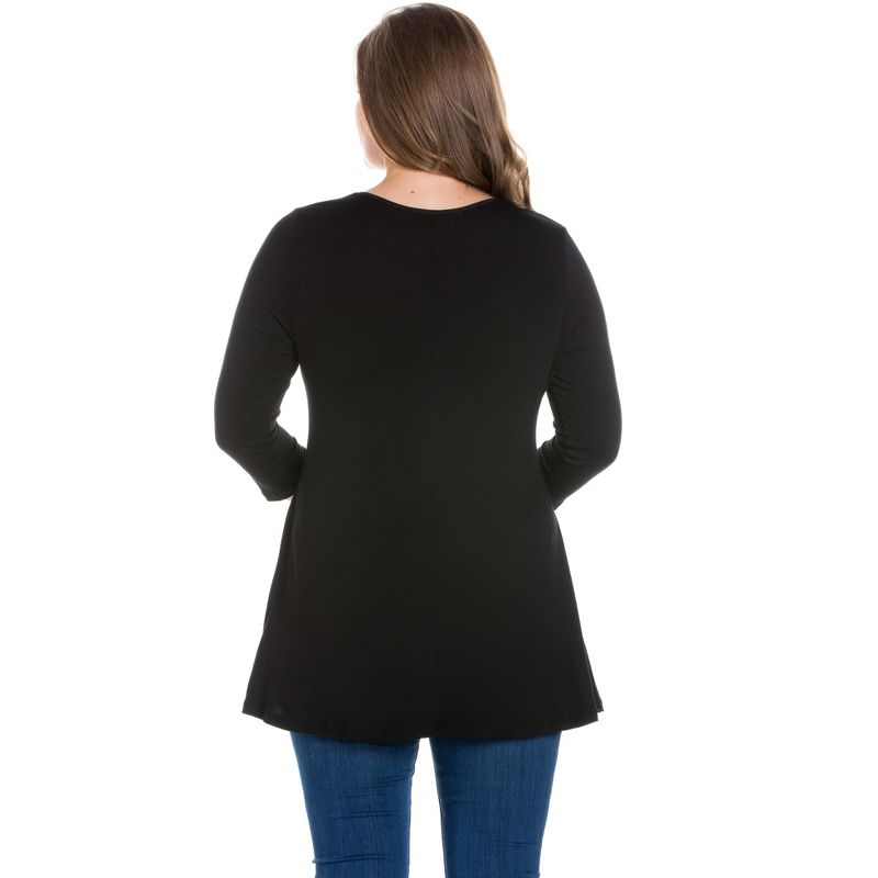24seven Comfort Apparel Womens Three Quarter Sleeve V-Neck Plus Size Tunic Top, 3 of 6