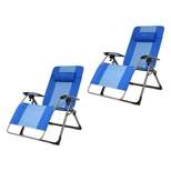 Kamp-Rite KAMPAC186 Outdoor Furniture Camping Beach Patio Sports Oversized Anti Gravity Folding Reclining Chair, Blue (2 Pack)