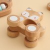 Freniland - Wooden Baby Rattle Toy Set – 5 PCS Blue Animal Themed Teether and Rattles, Natural Beech Wood Montessori Toys for 10M+ - 4 of 4