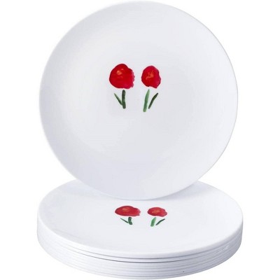 Silver Spoons Floral Painted Plastic Plates for Party, Heavy Duty Disposable Dinner Set, (10 PC) - Pallete Collection