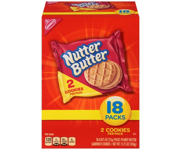 Nutter Butter Peanut Butter Sandwich Cookies - Multipack - 18ct/0.875oz