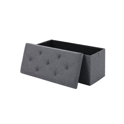 Syemin Ottomans and Benches 30" Folding Storage Ottoman Bench Ottoman Foot Rest End of Bed Bench Storage Chest Bedroom Bench, Grey, 30.3"*15"*15"