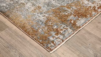 Hayden Gray and Rust Abstract Synthetic 3'3" x 5' Area Rug