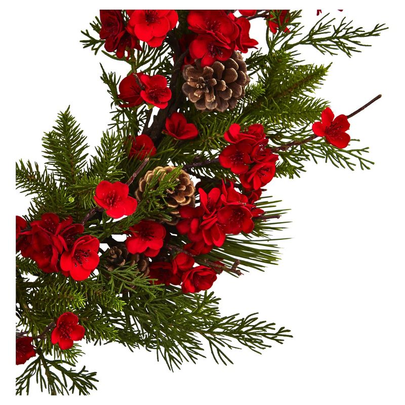 Plum Blossom Pine Wreath (24") - Nearly Natural, 3 of 5