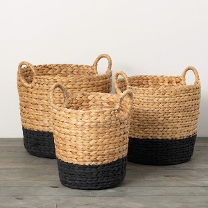 Sullivans 14.5", 13.75" & 13" Bi-Color Banded Woven Baskets Set of 3, Multicolored - 1 of 4