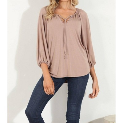 Women's Cupro Stretch Split Neck Top - Veronica M