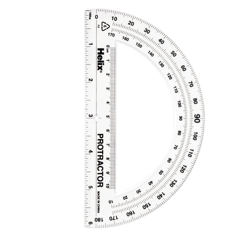 Helix 180 Degree Standard Protractor, 6", Pack of 25, 3 of 4