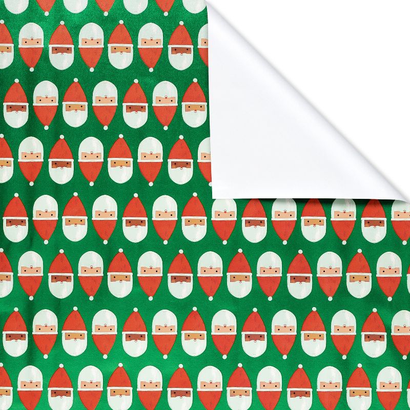 20 sq ft Santa Faces Foil Christmas Wrapping Paper, 3 of 7