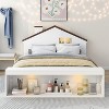 Acekool Full Bed Frame with Storage Drawers & LED Light, Wooden Platform Bed, Modern White, for Kids & Teens Bedroom - 4 of 4