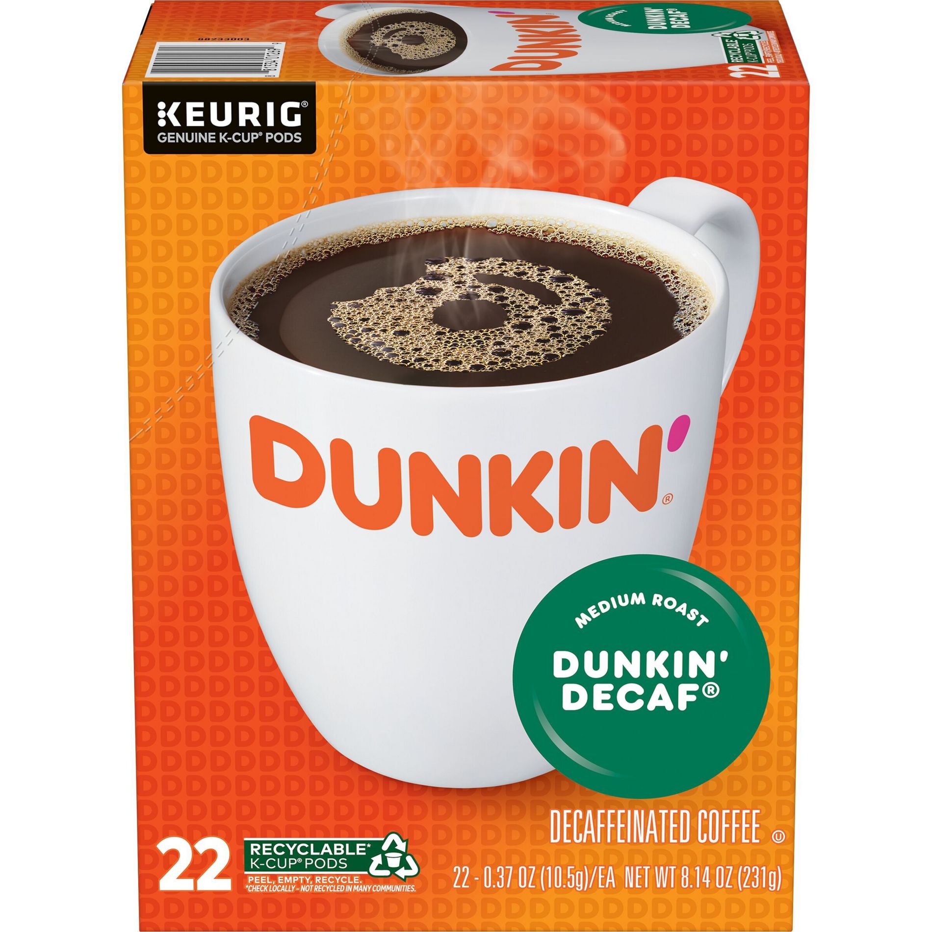 Dunkin' Dunkin' Decaf Medium Roast Coffee  - Keurig K-Cup Pods - 22ct