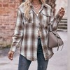Coolmee Womens Flannel Plaid Shirts Oversized Long Sleeve Button Down Shacket Blouse Tops - 2 of 4