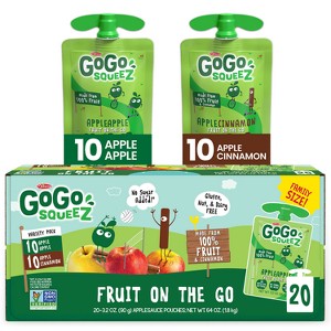 GoGo squeeZ Applesauce and Fruit Puree Variety Pack, Apple & Cinnamon - 3.2oz/20ct - 1 of 4
